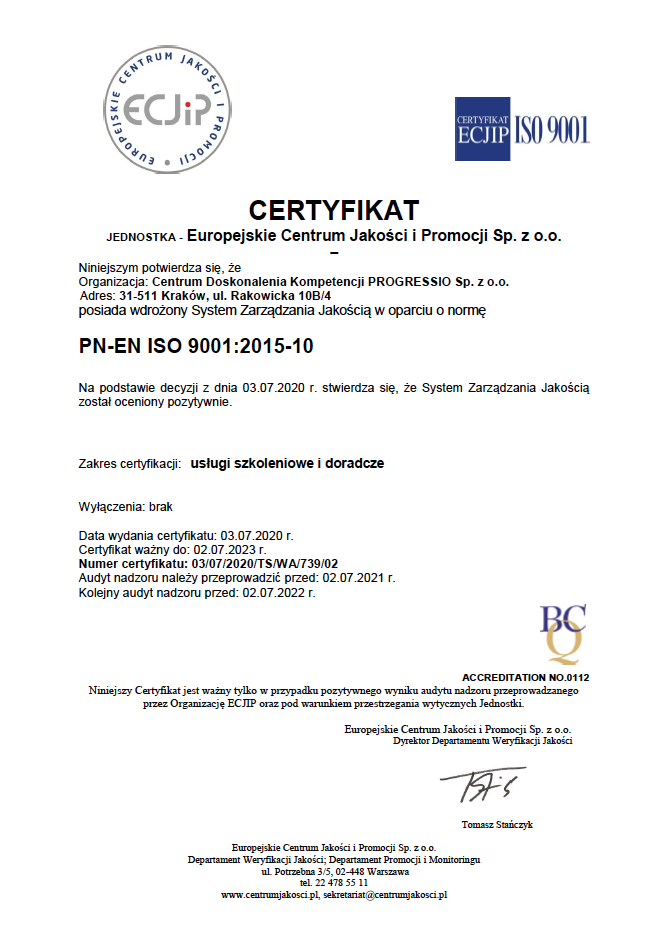 certyfikat iso9001